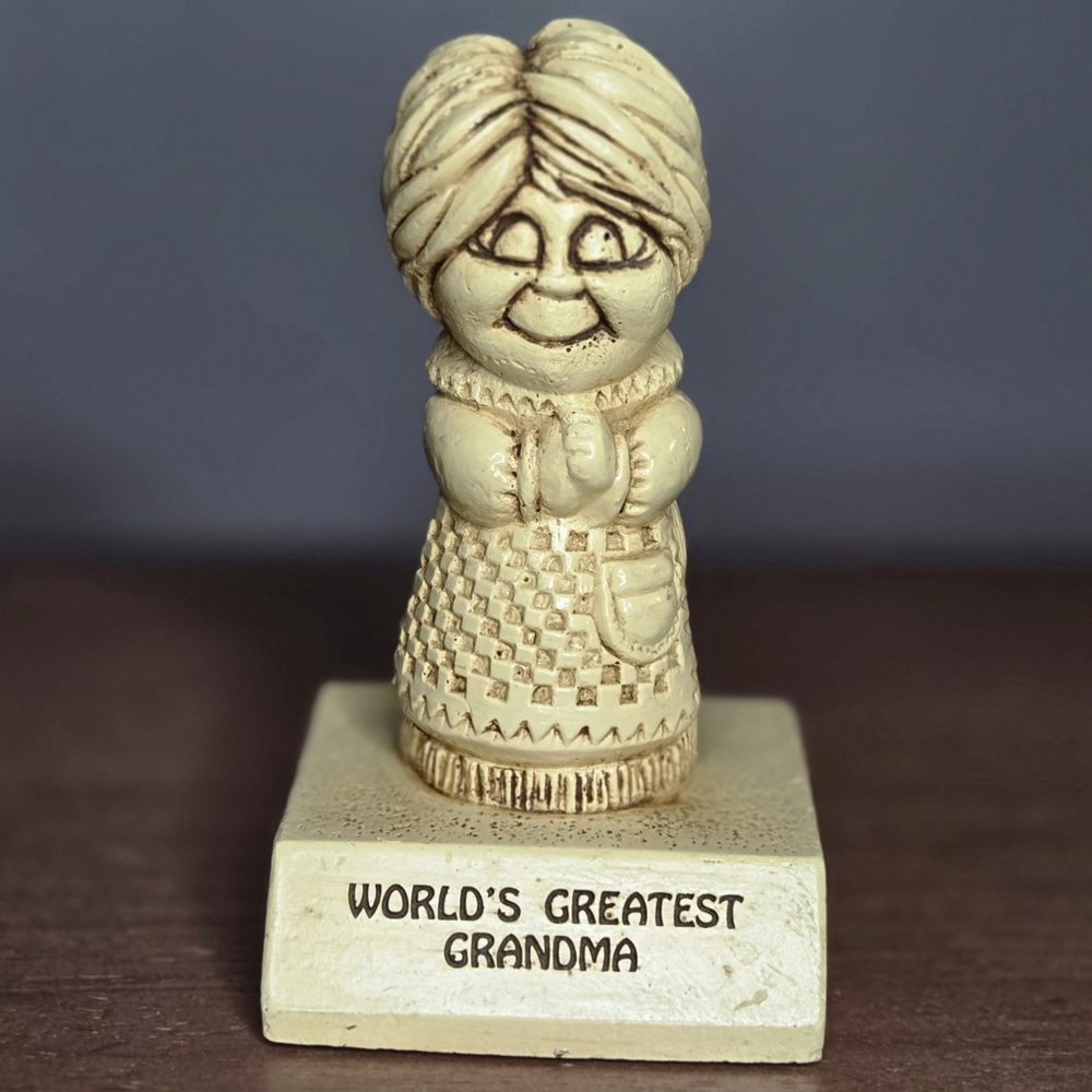 Vintage 1972 Paula-Wood World's Greatest Grandma Figurine MCM Folk Art Figure